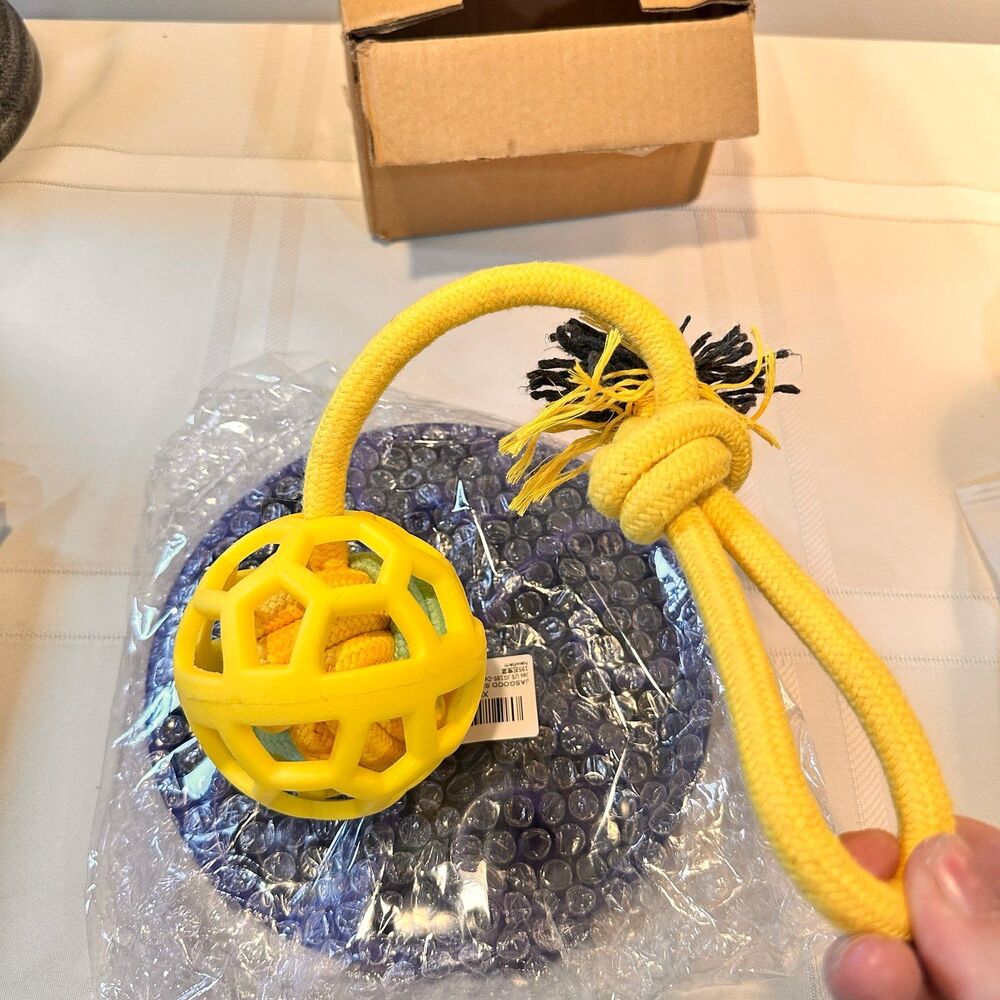 Dog Slow feeding Bowl and Rope Ball Toy NEW